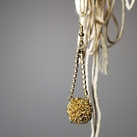 Earrings Statement Dangling Earrings Gold* Twist Ball - Picture 5 of 10